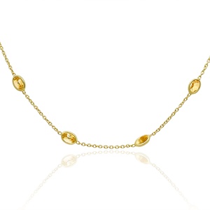 สร้อยคอเงินแท้ 925 ชุบทองคำขาวประดับพลอยซิทรินทรงรีธรรมชาติจาก Memoria Jewels ขายส่ง - Product Image 2