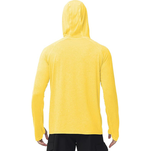 Chemise de pêche à manches longues jaune pour homme, à capuche, UPF 50, séchage rapide, couleur unie, pull à capuche - Product Image 2