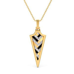 Collier pendentif en émail noir en forme de flèche géométrique avec diamant - Product Image 1