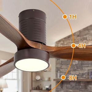 Ventilador de Techo LED Empotrado de 52 Pulgadas con Control Remoto y Aspas de Madera Sólida - Product Image 2