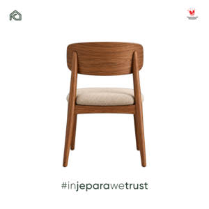 Silla de Comedor Moderna de Mediados de Siglo, de Madera de Teca, con Cojín de Tela Crema, para Muebles de Hotel, Restaurante o Villa de Lujo - Product Image 3