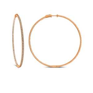 Grandes boucles d'oreilles créoles articulées en or massif 14K 18K, avec diamant solitaire rond de laboratoire double face, style minimaliste moderne, vente en gros - Product Image 5