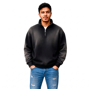 Fabricant de vêtements streetwear personnalisés effet soleil délavé avec fermeture éclair quart de tour pour hommes, fournisseur en gros de vêtements et d'habillement à marque privée OEM - Product Image 5