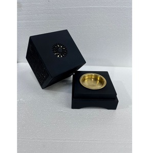 Brûleur d'encens de luxe en bois et résine avec feuille d'or, Mubkhar arabe moderne personnalisé, support pour Bakhoor, décoration d'intérieur, cadeau artisanal, ensemble Mubkhar - Product Image 4