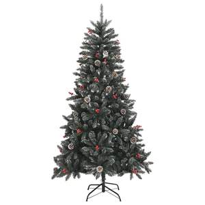 Albero di Natale in PVC e Acciaio Verde e Bianco da 70,9 Pollici, Decorazioni Festive per la Stagione Natalizia - Product Image 2