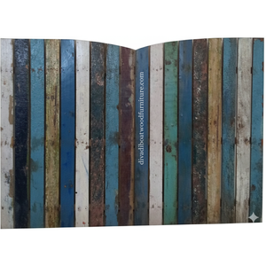 Cabecero de Cama de Madera de Barco Reciclada, Color Original, Diseño Rústico de Tablones Verticales, Diseño Sostenible y Ecológico, Montaje en Pared para Dormitorio - Product Image 1