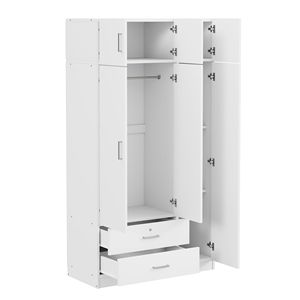 Armadio a specchio 3 porte a 2 cassetti con armadio superiore - Product Image 2