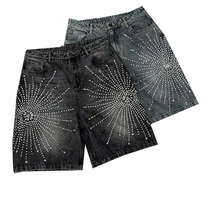 New Arrival High Quality Casual Mid Waist <b>Men</b> Denim Short Jeans Street Wear Custom Logo Solid Color 100% Cotton Elastic Waist - Product Image 2