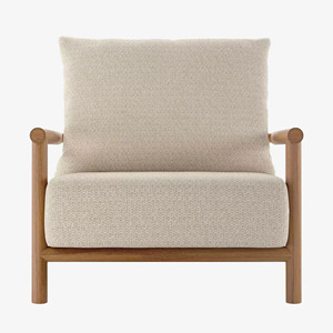 Scandinavian Wood One Seat Garden Sofa With Beige Cushion Outdoor Furniture Lounge Chair Best Quality - Matira - Product Image 6