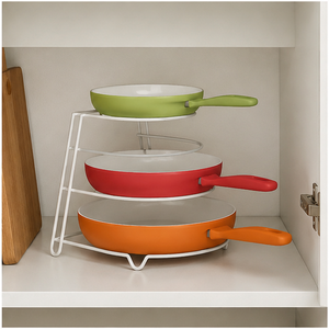 4-Tier Frying Pan Organizer <b>Rack</b> for <b>Kitchen</b> Cabinet Space-Saving Pot Holder Metal <b>Storage</b> Stand for Countertop and Pantry - Product Image 4