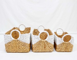 Panier de rangement multifonctionnel en jacinthe d'eau écologique moderne avec poignées pour la lessive à la maison - Product Image 2
