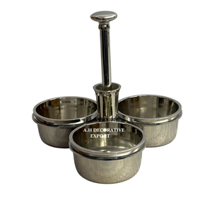 Heavy Duty Stainless Steel 3-Bowl Condiment Stand Deep-Dish for Hotel & Bars Stainless Steel Tabletop Jam & <b>Sauce</b> Garnish Server - Product Image 6