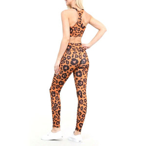 Custom Women Leopard Print Yoga Set High Waist Leggings Sports Bra 2 Piece Activewear Fitness Workout Gym <b>Clothing</b> Set - Product Image 4