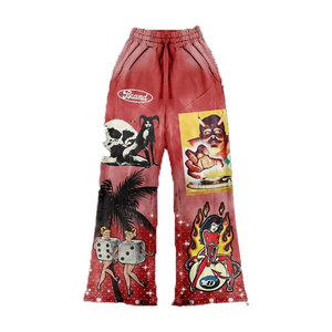 ชุดเซ็ตเสื้อฮู้ดดี้และกางเกงขายาวทรงครอปผ้าเฟรนช์เทอร์รี่สไตล์วินเทจแบบย้อมสีเอซิด แต่งดีเทลขาดๆ ประดับคริสตัล ผลิตโดย Manufacturer Streetwear - Product Image 6