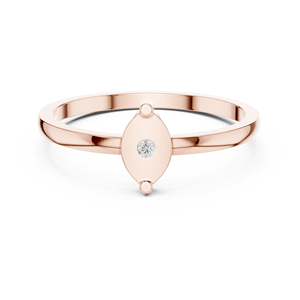 Anillo Minimalista de Moissanita con Corte Redondo y Diseño de Ojo Turco para Mujer, con Detalles Delicados, Acabado en Oro Rosa, Plata 925 - Product Image 1