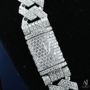 AARVA JEWELS Men's Rhodium Plated 925 Silver Moissanite Engagement Spike <b>Statement</b> <b>Necklace</b> Link Chain Hiphop Geometric Everyday - Product Image 4