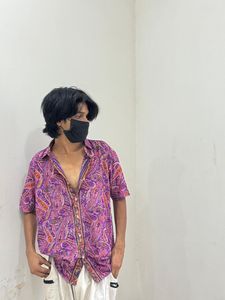Camisas Cortas con Botones y Estampado Paisley Unisex, Casuales de Verano, 100% Seda, Transpirables, Ecológicas, Cuello en V, para Fiestas y Descanso - Product Image 3