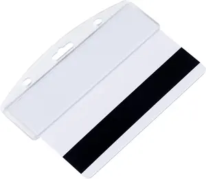 Horizontal Hard Plastic Half Card Badge Holder, Frosted Rigid Plastic for POS Magnetic Swipe Cards IDs Credit Cards and Passes