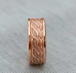 Anillo Magnético de Cobre Unisex, Anillo Terapéutico para Dedos, Diseño Grabado de Enredadera Floral Rosa, Alivio del Dolor Articular, Joyería Biomagnética - Product Image 5