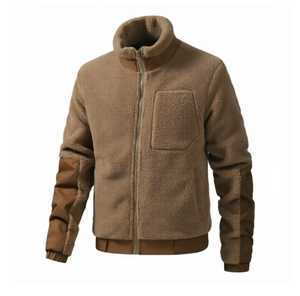 Chaqueta de Forro Polar Sherpa Personalizada para Hombre, Venta al por Mayor, Abrigo Casual de Invierno Cálido con Cuello Alto y Cremallera Completa para Exteriores, Etiqueta Privada, Venta al por Mayor OEM - Product Image 5