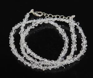 Collier en pierres de diamant Herkimer naturel de 3 mm, perles de 15 pouces avec des pépites de Herkimer - Product Image 2