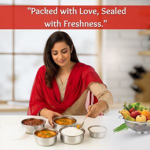 Stainless Steel Food <b>Storage</b> Containers Set 5 Pcs Round Airtight With Plastic Lids Stackable For <b>Kitchen</b> Freshness Preservation - Product Image 6