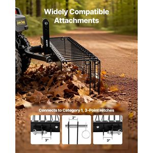 Rastrello per Paesaggistica Professionale da 60 Pollici con 26 Denti in Acciaio Armonico, Attacco a 3 Punti, Scarificatore per Prato per Trattori Categoria 1 - Product Image 4