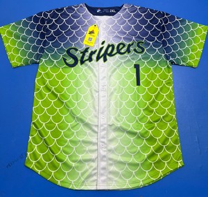 Último Diseño de Camiseta de Béisbol con Escamas de Pez, Camiseta de Béisbol de los Gwinnett Stripers, Talla Única, Uniforme de Béisbol - Product Image 1