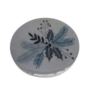 Ensemble de sous-verres en marbre en gros, sous-verres ronds en pierre avec motif floral nordique, finition noire mate, sous-verres décoratifs pour table - Product Image 1
