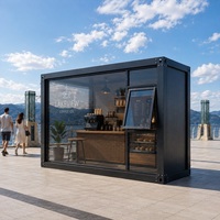 Maison conteneur miniature détachable personnalisée LUX pour café, idéale pour les vacances, avec panneaux en laine de roche, design de magasin de détail