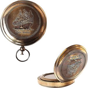 Brújula de Bolsillo Vintage de Latón con Tapa Articulada, Brújula Náutica Antigua Hecha a Mano, Regalo Marítimo Coleccionable - Product Image 4