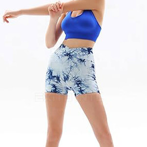 กางเกงขาสั้นโยคะเอวสูงสำหรับผู้หญิง ระบายอากาศได้ดี ไร้ตะเข็บ กระชับสะโพก เหมาะสำหรับออกกำลังกาย ผลิตจากผ้าสแปนเด็กซ์/ไนลอน ปรับแต่งได้ - Product Image 2