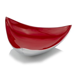 Plateau décoratif abstrait moderne, forme irrégulière, finition rouge brillante, design minimaliste - Product Image 5
