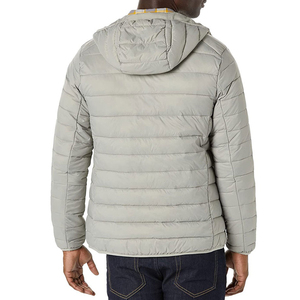 Men Light Gray Hooded Solid Color Polyester Filling Casual Winter Wear <b>Puffer</b> <b>Jacket</b> Available For Sale Now In Reasonable Price - Product Image 5