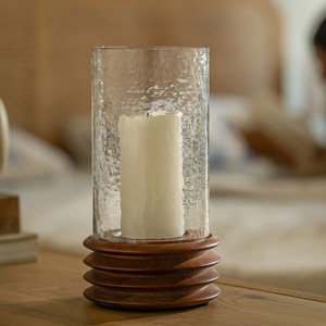 Glass & Wood <b>Hurricane</b> New Wooden <b>Candle</b> Holder - Product Image 4