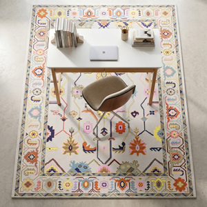 Alfombra de Lana Premium de Pelo Plano Multicolor Nudada a Mano, Grosor Medio, Diseño Floral Clásico Oushak, Duradera - Product Image 3