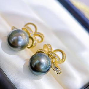 Nouvelles boucles d'oreilles en perles d'or naturelles de 10-11 mm, diamant, lumière intense, base impeccable, argent printemps, talons hauts concentrés en or, crochet d'oreille - Product Image 4