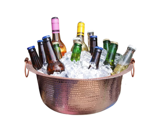 ถังแช่แชมเปญโลหะชุบทองแดงพร้อมหูจับ ถังน้ำแข็งสำหรับเครื่องดื่ม ตู้แช่ไวน์ อุปกรณ์บาร์หรูหรา และอุปกรณ์ปาร์ตี้ ตู้แช่ไวน์และเบียร์ - Product Image 1