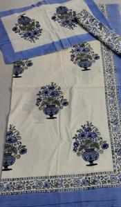 Juego de Ropa de Cama de Algodón Estampado a Mano con Diseño Floral de Jarrones, Hecho en Jaipur, India. - Product Image 5