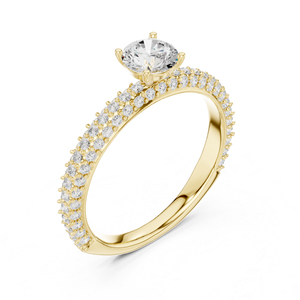 แหวนหมั้นเพชรทรงกลมทองคำโรสโกลด์ 14K สำหรับผู้หญิง |   เพชรที่เพิ่งเพาะเลี้ยง - Product Image 5