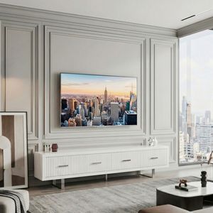 Mobile TV Bianco Lucido 200x35x45 cm, Elegante e di Grandi Dimensioni - Product Image 1