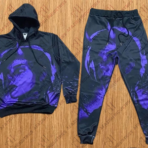 Conjunto de chándal apilado por sublimación lisa al por mayor de alta calidad, chándales para hombre, trajes para correr con 100% poliéster - Product Image 3