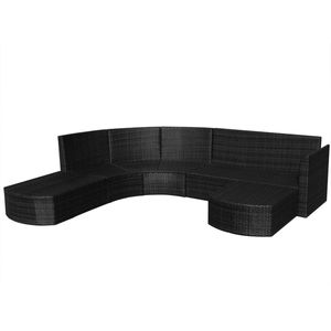 Ensemble de canapés modulaires de jardin en rotin PE noir, collection de meubles d'extérieur élégante - Product Image 4