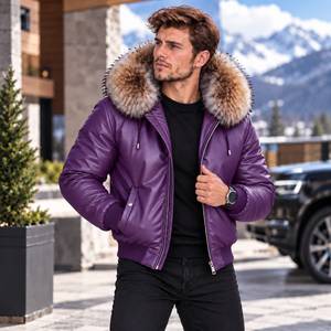 เสื้อแจ็คเก็ตหนังบอมเบอร์สำหรับผู้ชาย Giacca Pelle Uomo |   เสื้อแจ็คเก็ตหนังสไตล์นักขี่มอเตอร์ไซค์ |   เสื้อแจ็คเก็ตหนังสำหรับขี่มอเตอร์ไซค์ผู้ชาย |   เสื้อแจ็คเก็ตหนังผู้ชายแบบมีฮู้ด - Product Image 1