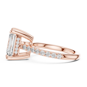 Anillo de Compromiso de Diamantes con Corte Radiante en Oro Rosa para Mujer, con Diamantes Laterales, Certificado GIA, Estilo Clásico - Product Image 5