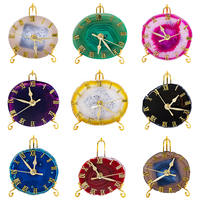 Jam Dinding Kristal Feng Shui Ramah Lingkungan dari Batu Akik Alami NEW STAR AGATE yang Dipoles |   Dekorasi Rumah Buatan Tangan