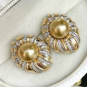 Wholesale 13-14mm Natural Gold Bead <b>Stud</b> Earrings Thick Japanese Imported 925 Sterling <b>Silver</b> in Gift Box - Product Image 3