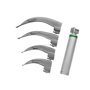 Ensemble de laryngoscope médical pour adultes avec 4 lames Macintosh en fibre optique en acier inoxydable - Product Image 1