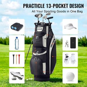 14 vie Organizer Top 36 'Premium nero Golf Cart Bag 13 tasche resistente maniglie antipolvere cinghie staccabili per gli uomini - Product Image 4