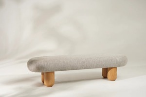 Modern Fabric Upholstered <b>Wooden</b> <b>Stool</b> Minimalist Design Living Room Furniture Home Ottoman - Product Image 2